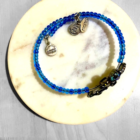 Rare Alex and Ani Vintage Sixty Six Blue Beaded Euphoria Wrap Bracelet - Picture 2 of 3
